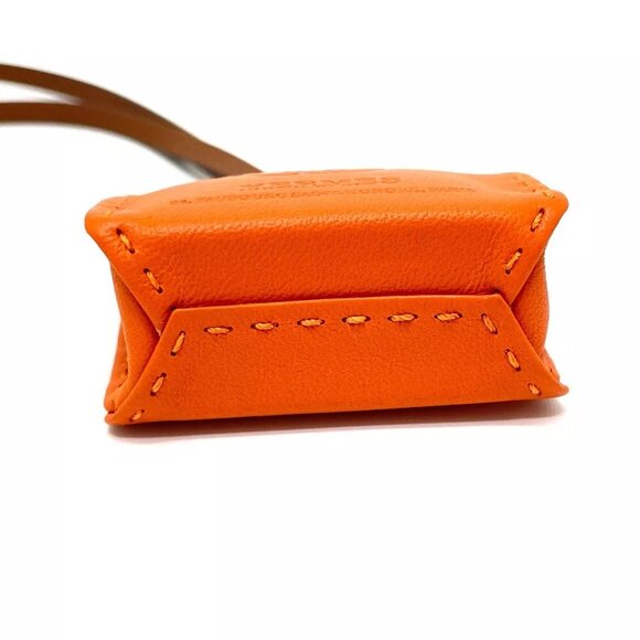 UNUSED HERMES Shopper charm Sac Orange strap charm Anyo Miro / Swift Orange - Picture 2 of 11